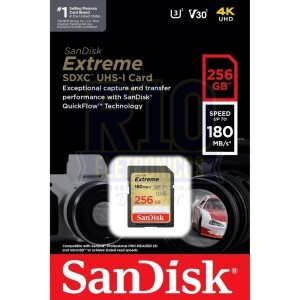 MEMÓRIA SDXC 256GB C10 EXTREME 180MB/S 4K V30² SANDISK