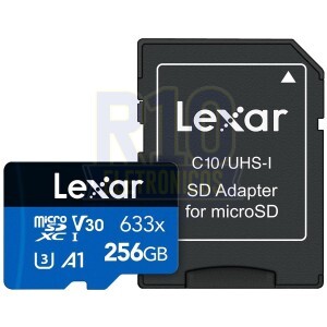 MICRO SD 256GB LEXAR 633X 100MB/S C10 A2 U3 V30 COM ADAPTADOR