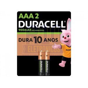 PILHA DURACELL RECARREGÁVEL AAA C/2 900MAH
