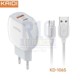 CARREGADOR KAIDI V8 TURBO KD-106S 20W