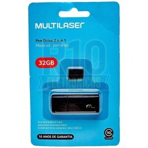 MICRO SD 32GB MULTILASER 2IN1 MC163 COM ADAPTADOR