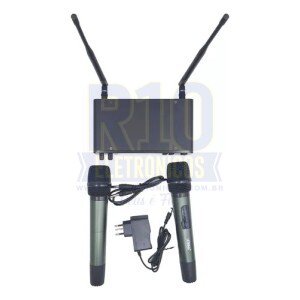 MICROFONE SEM FIO LELONG LE-923 DUPLO UHF 70M DE ALCANCE