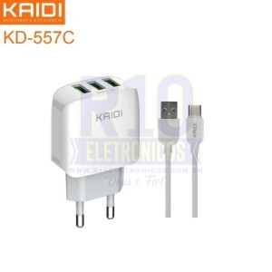 CARREGADOR TIPO-C KAIDI KD-557C 3.1A COM 3 USB