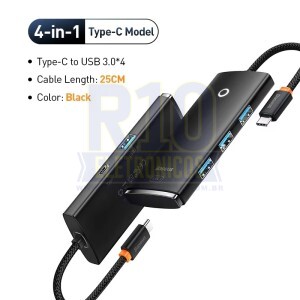 HUB USB BASEUS LITE SERIES BS-OH016 4IN1 4PORTAS USB-A (TIPO-C) WKQX030401